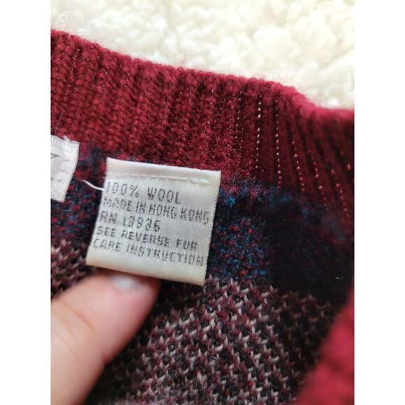 Jos. A. Bank Womens Wool Sweater Cardigan Sz M Southwestern Red Warm Daek - Picture 4 of 9